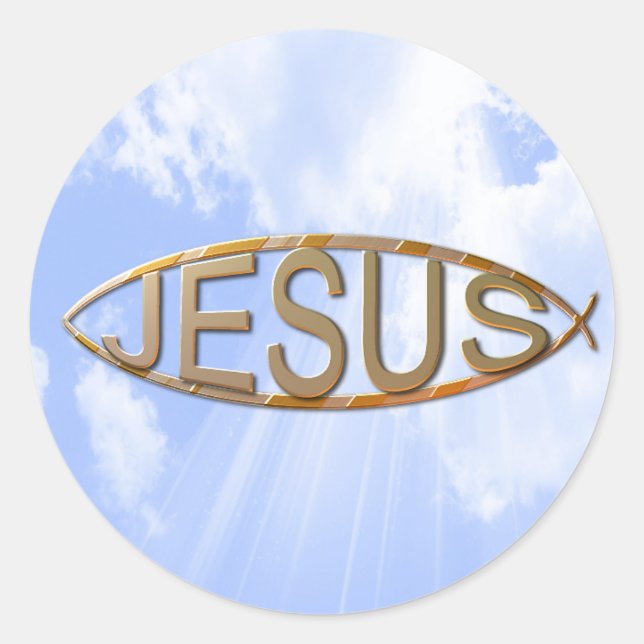 Jesus Sticker Runt Klistermärke (Framsida)