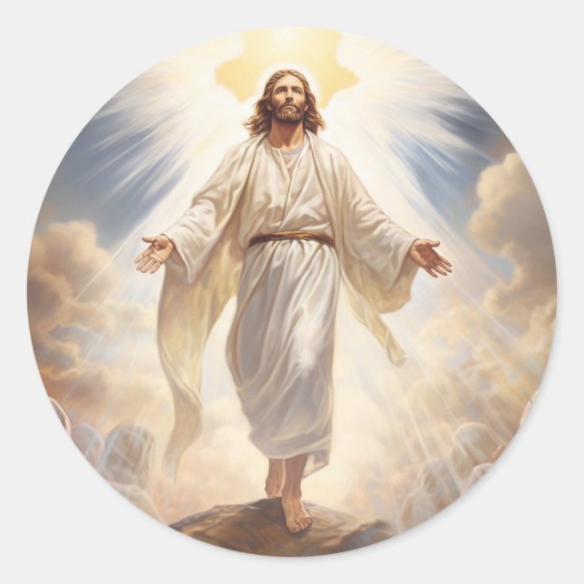 Jesus Stickers Runt Klistermärke (Framsida)