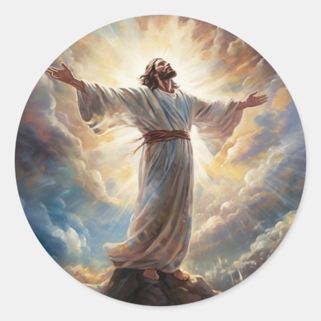 Jesus Stickers Runt Klistermärke (Framsida)