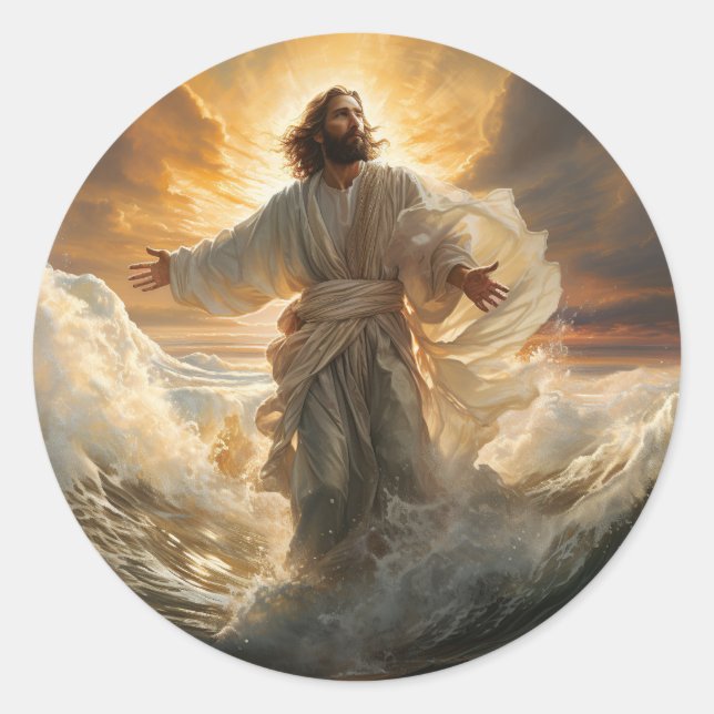 Jesus Stickers Runt Klistermärke (Framsida)