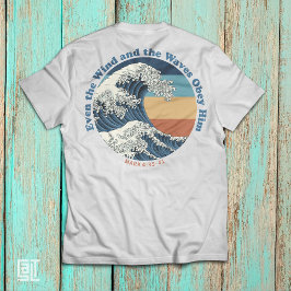 Jesus stillar stormen Kristall vågdesign T Shirt
