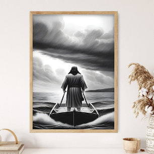 Jesus stillar stormen, Tystna nu, Jesus konst, Bib Poster