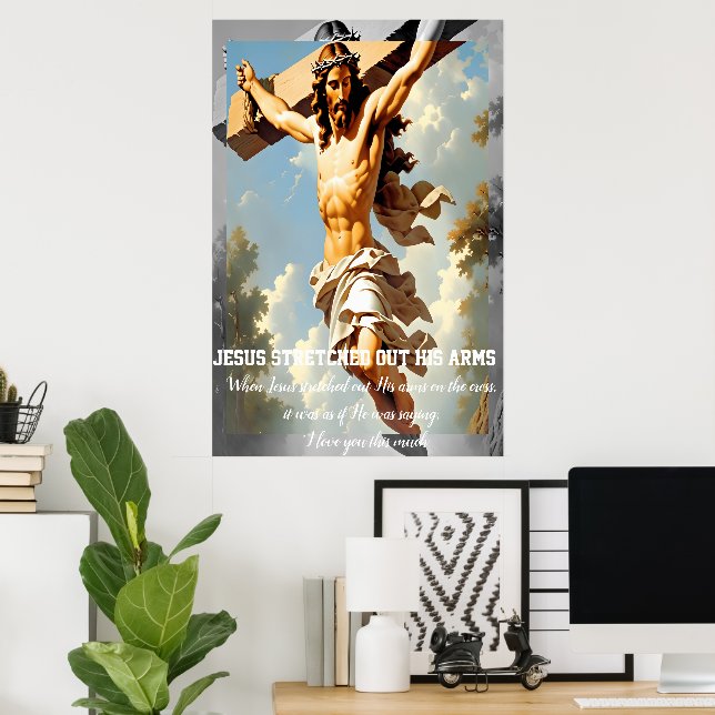 Jesus sträckte ut hans arm poster (Hemmakontoret)