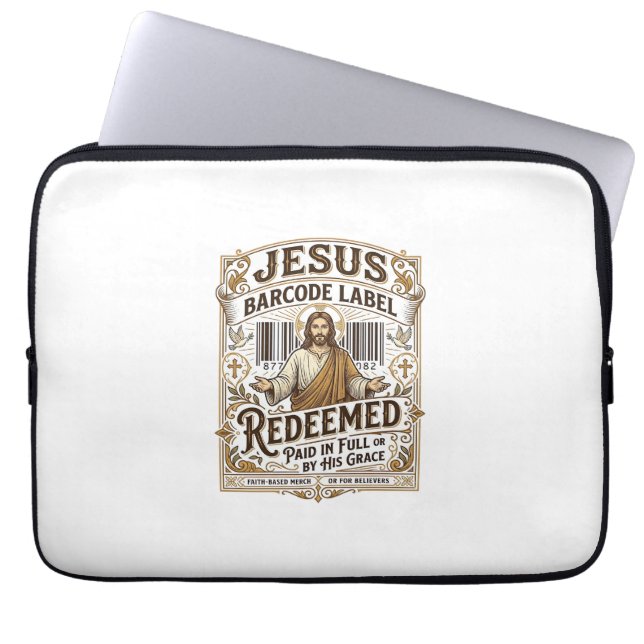 Jesus streckkodsetikett Förlöst Jesus streckkod Fö Laptop Fodral (Framsidan)