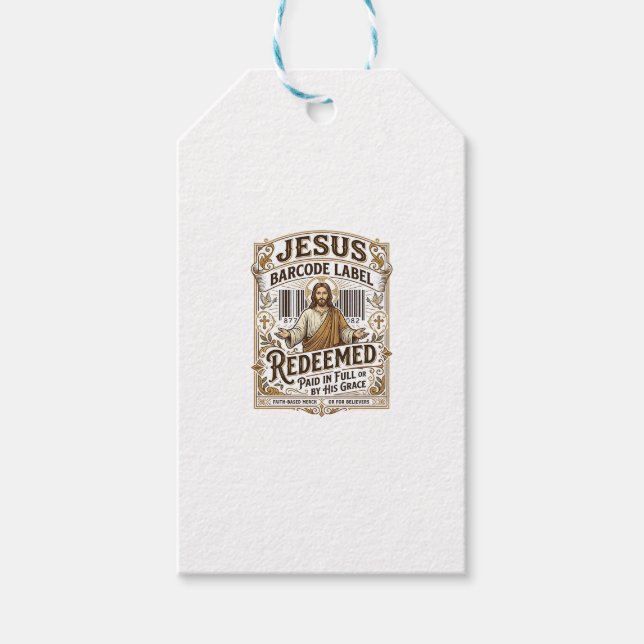 Jesus streckkodsetikett Förlöst Jesus streckkod Fö Presentetikett (Framsidan)