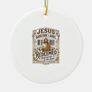Jesus streckkodsetikett försonad Jesus streckkod F Julgransprydnad Keramik