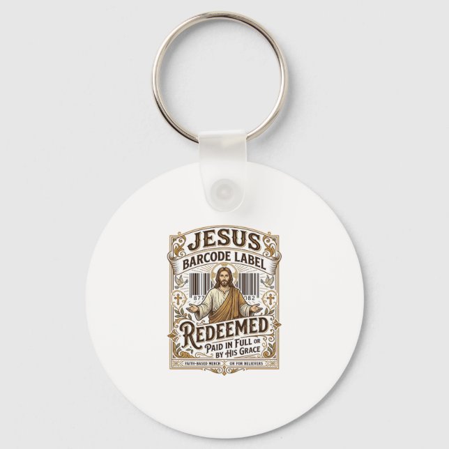 Jesus streckkodsetikett försonad Jesus streckkod F Nyckelring (Framsida)