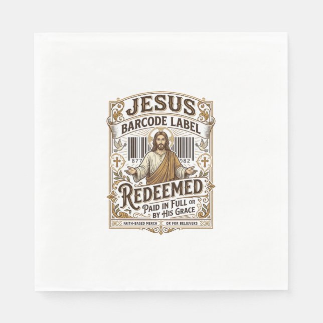 Jesus streckkodsetikett försonad Jesus streckkod f Pappersservett (Framsidan)