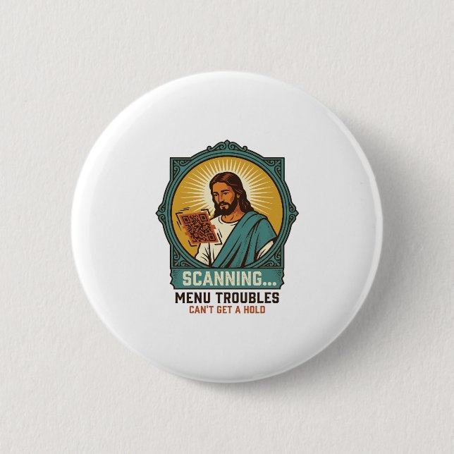 Jesus suddig QR-kod skannar inte meny Tech Humor_1 Knapp (Framsida)