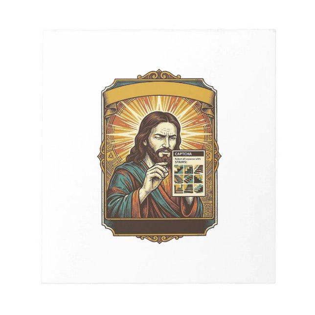 Jesus suddiga trappor Captcha-test Tech-säkerhet H Anteckningsblock (Framsida)