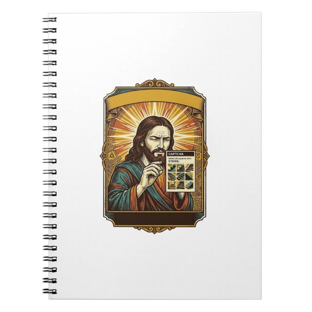 Jesus suddiga trappor Captcha-test Tech Säkerhet H Anteckningsbok (Framsidan)