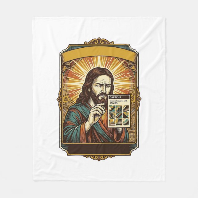 Jesus suddiga trappor Captcha-test Tech Säkerhet H Fleecefilt (Framsidan)