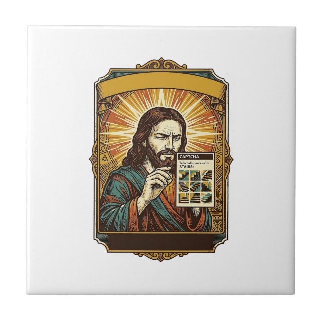 Jesus suddiga trappor Captcha-test Tech-säkerhet H Kakelplatta (Framsidan)
