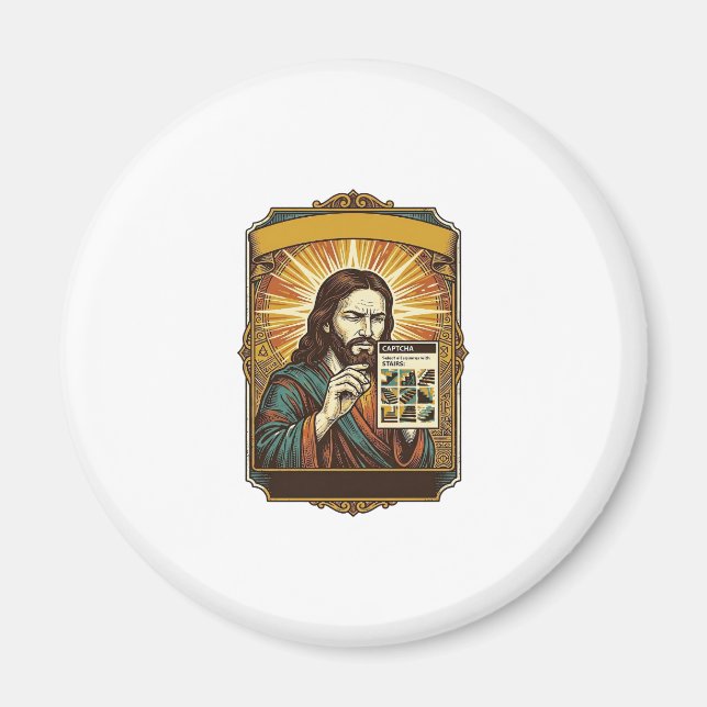 Jesus suddiga trappor Captcha-test Tech-säkerhet H Magnet (Framsidan)