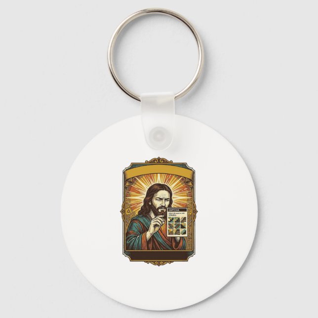 Jesus suddiga trappor Captcha-test Tech-säkerhet H Nyckelring (Framsida)