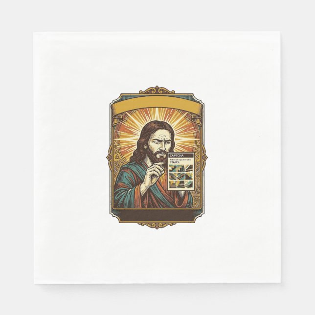 Jesus suddiga trappor Captcha-test Tech-säkerhet H Pappersservett (Framsidan)