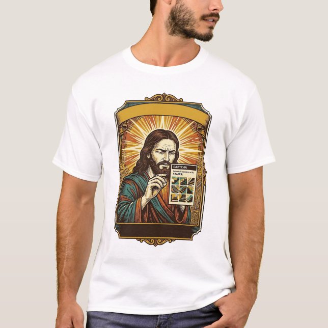 Jesus suddiga trappor Captcha-test Tech-säkerhet H T Shirt (Framsida)