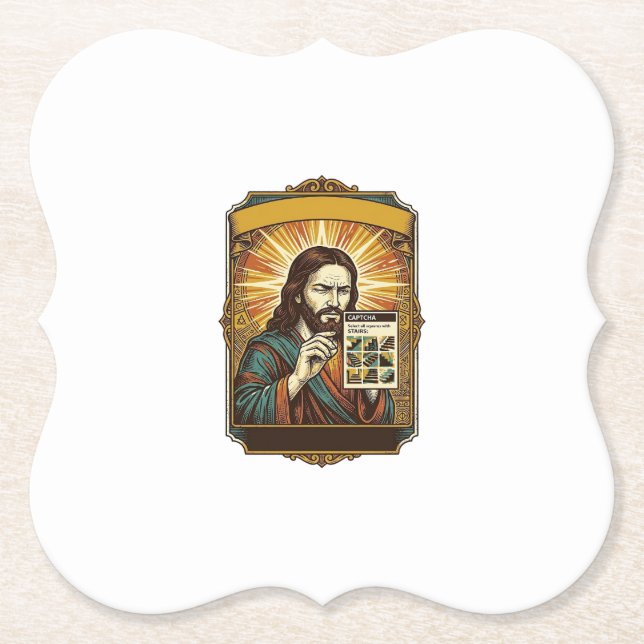 Jesus suddiga trappor Captcha-test Tech-säkerhet H Underlägg Papper (Framsida)