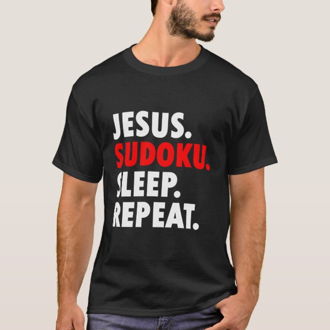 Jesus Sudoku Sviloläge Upprepa Novelty Hobby T Shirt (Framsida)