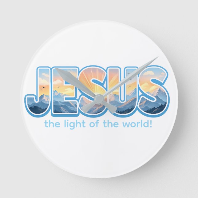 Jesus Sunrise Rund Klocka (Framsida)