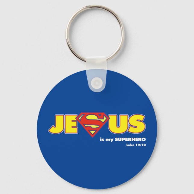 Jesus Superhjälten Keychain Nyckelring (Framsida)