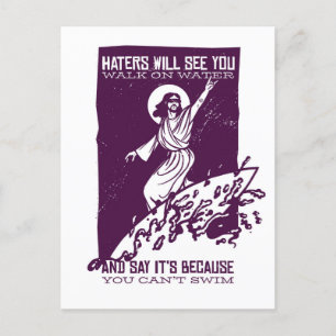 Jesus Surfa Funny Quote Vykort