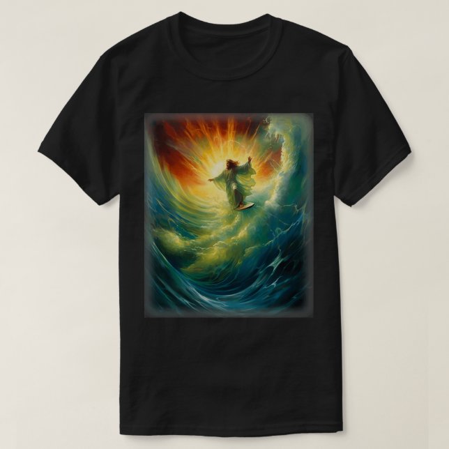 Jesus Surfer Heaven Wave Surfing Christian Surfa T Shirt (Design framsida)
