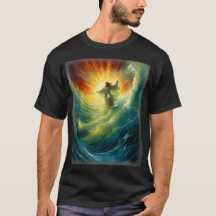 Jesus Surfer Heaven Wave Surfing Christian Surfa T Shirt