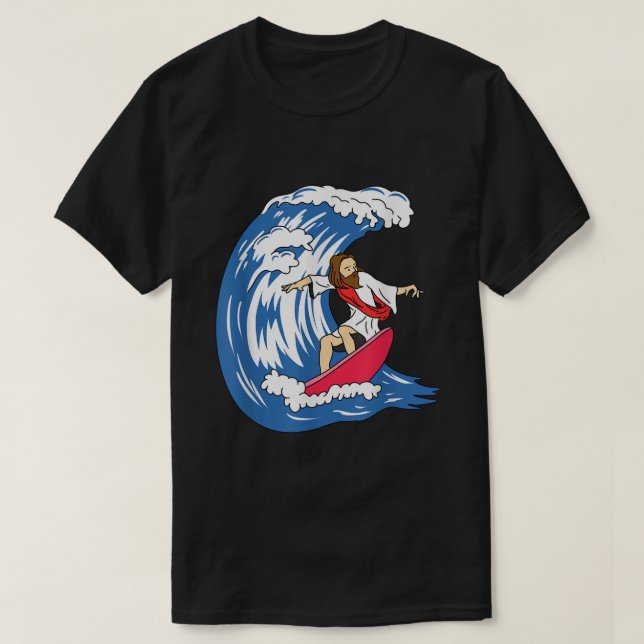 Jesus Surfing Funny Jesus T Shirt (Design framsida)