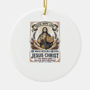 Jesus Surfing T-Shirt Inspirerande Tro Julgransprydnad Keramik