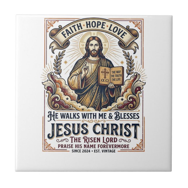 Jesus Surfing T-Shirt Inspirerande Tro Kakelplatta (Framsidan)