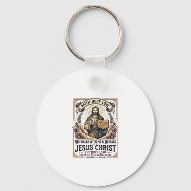 Jesus Surfing T-Shirt Inspirerande Tro Nyckelring (Framsida)