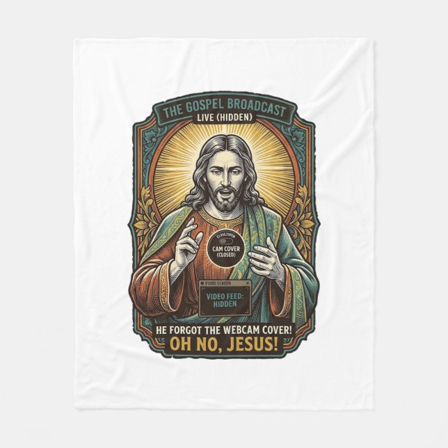 Jesus Svart Skärm Glömd Webbkamera Täck Virtual  Fleecefilt (Framsidan)