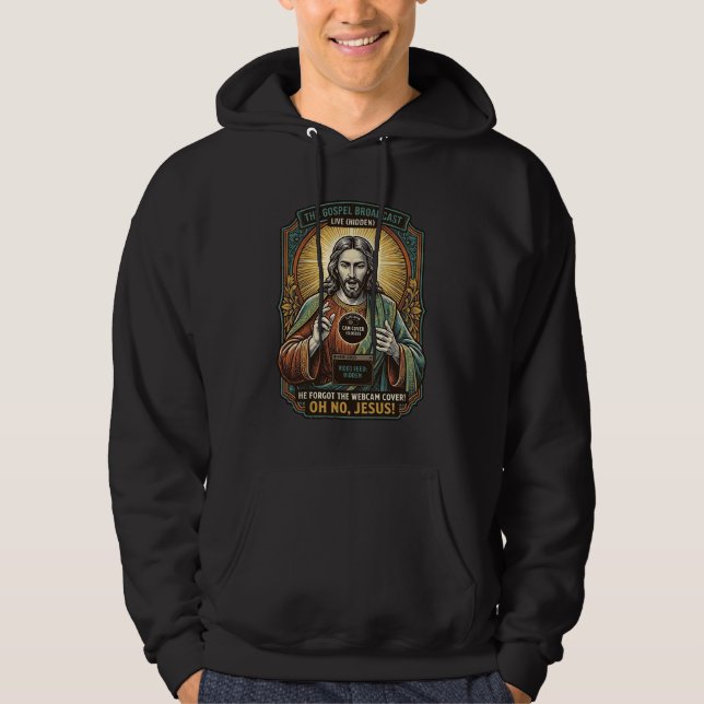 Jesus Svart Skärm Glömd Webbkamera Täck Virtual  Hoodie (Framsida)