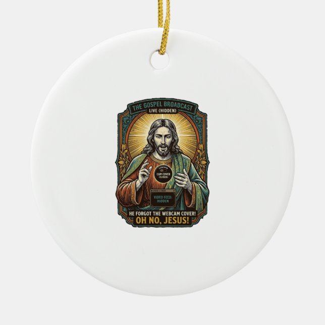 Jesus Svart Skärm Glömd Webbkamera Täck Virtual  Julgransprydnad Keramik (Framsidan)