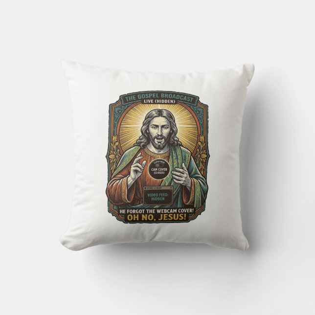 Jesus Svart Skärm Glömd Webbkamera Täck Virtual  Kudde (Framsida)