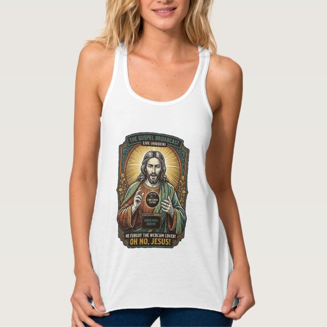 Jesus Svart Skärm Glömd Webbkamera Täck Virtual  Linne Med Racerback (Framsida)