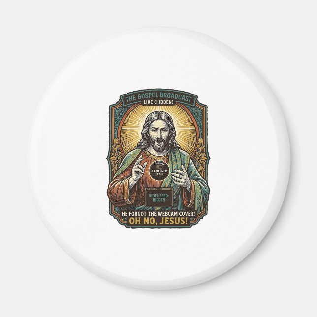 Jesus Svart Skärm Glömd Webbkamera Täck Virtual  Magnet (Framsidan)