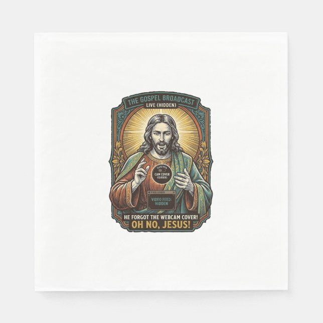 Jesus Svart Skärm Glömd Webbkamera Täck Virtual  Pappersservett (Framsidan)