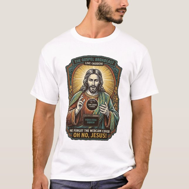 Jesus Svart Skärm Glömd Webbkamera Täck Virtual  T Shirt (Framsida)