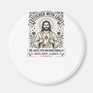 Jesus sy Quiltning Tröja Kristna Grafisk_1 Magnet