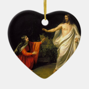 Jesus syns till Mary Magdalene efter hans Resurrec Julgransprydnad Keramik