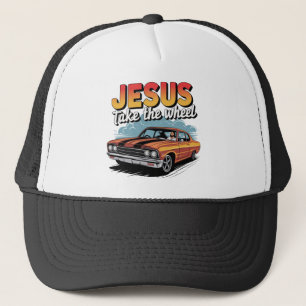 Jesus Ta Hand Om Rattstången Vintage Muskelbil Keps