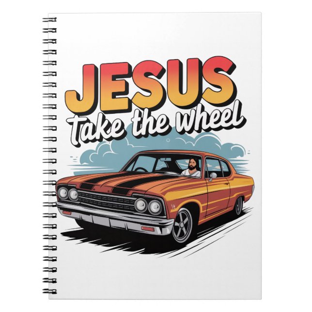 Jesus Ta hjulets Vintage muskelbil Anteckningsbok (Framsidan)