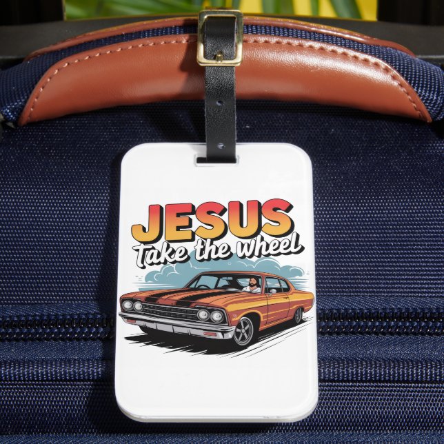 Jesus Ta hjulets Vintage muskelbil Bagagebricka (Framsida Insitu 2)