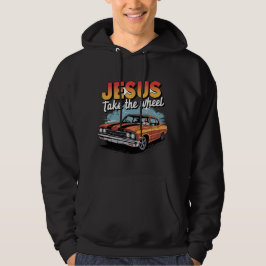 Jesus Ta hjulets Vintage muskelbil Hoodie
