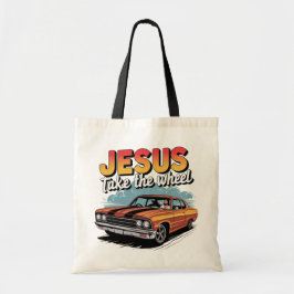 Jesus Ta hjulets Vintage muskelbil Tygkasse