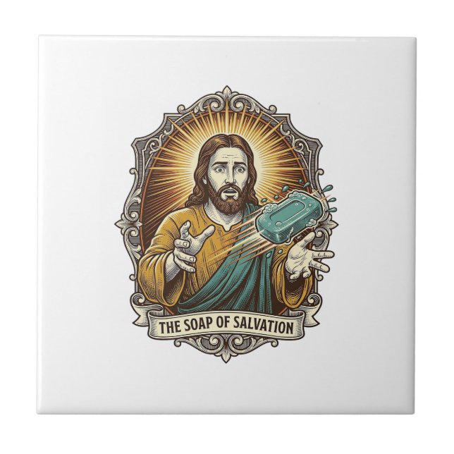 Jesus tappade halt tvål dusch Klumpig Badrum Kakelplatta (Framsidan)
