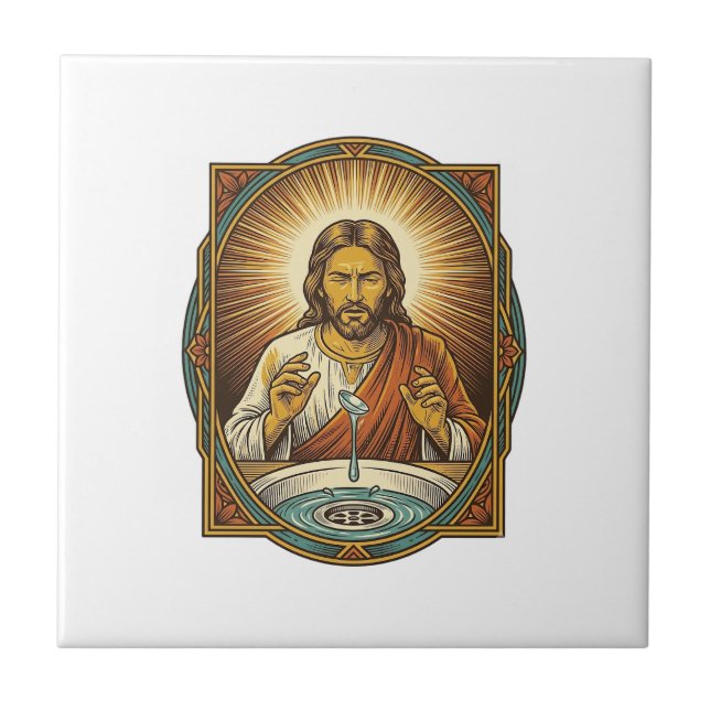 Jesus tappade kontaktlins i badrumssjunk dränera b kakelplatta (Framsidan)