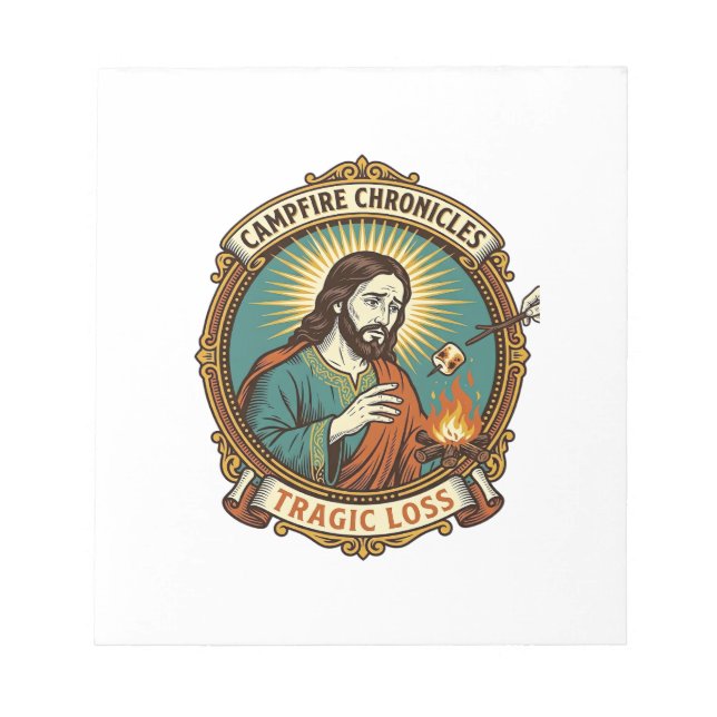 Jesus tappade Marshmallow Campfire Party Misslycka Anteckningsblock (Framsida)